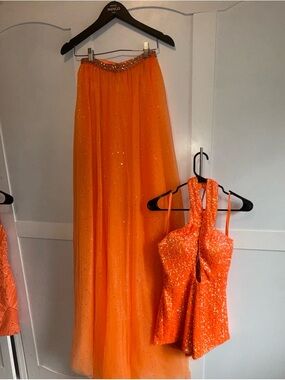 Sparkling Orange Two-Piece Evening Dress - Brand: Colors,  size 0